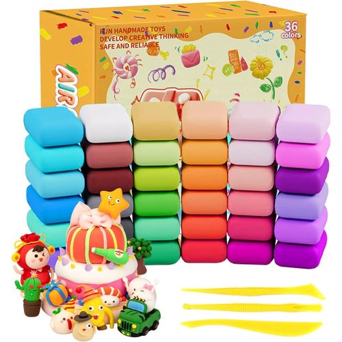 Kit de pâte à modeler Kit de démarrage Pâte à modeler Séchage à l'air libre 36 couleurs Pâte magique séchant à l'air libre Cadeau de Noël pour garçons et filles de 3 à 12 ans