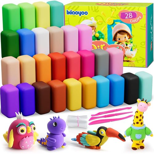 Pâte à modeler sèche à l'air libre 28 couleurs Pâte à modeler magique pour enfants Cadeau pour garçons et filles âgés de 3 à 12 ans