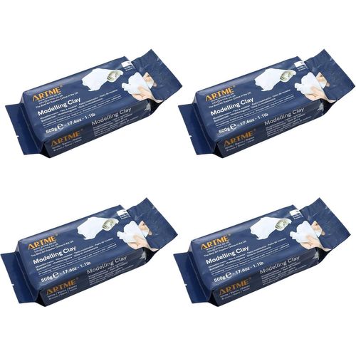 ARTME Pâte à modeler blanche 3000 g (500 g x 6 paquets) durcissement à l'air pour arts et loisirs créatifs Séchage à l'air libreemballage individuel 500 g x 6 pk