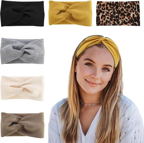 6 Pièces Bandeau Cheveux Femme, Antidérapant Bandeaux Mode, Bandeau Sport Femme, 10 Cm Large Cheveux, Respirant Elasticité Pour Course À Pied, Fitness, Yoga