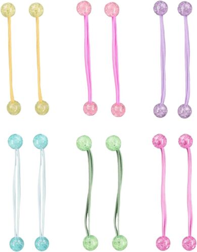 Kalanka-12 Pcs Boule Acrylique Enfants Double Boule De Cheveux Queue Et Papillons - Bandeaux Élastiques Pour Queue De Cheval, Accessoires De Coiffure Pour Enfants, Idéal Pour Toutes Occasions, Lot De