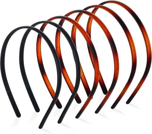 Bandeau Peigne De Dents [6 Pièces], Bandeaux Unis En Plastique, Pour Fille Femmes, Le Maquillage, Lavage Du Visage (8mm, Transparent)
