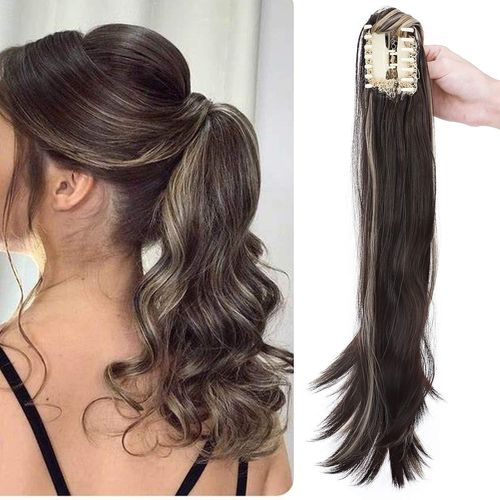 Postiche Queue De Cheval Pince - Extension Cheveux Queue De Cheval Blond - Fausse Rajout Cheveux Queue De Cheval Elastique - 66 Cm Ash Blond Mèche Blond Tres Clair 