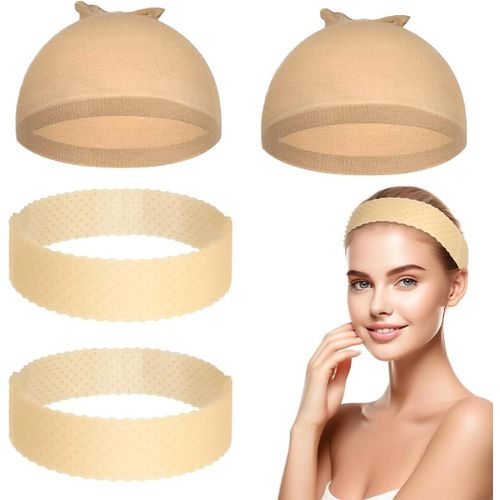 4 Pièces Filet À Perruque Bandes De Perruque Set, Bonnet Perruque Femme, Wig Cap, Antidérapantes Bonnets De Perruque, Bonnets De Perruque, Bonnet Perruque Femme Nylon, Bandes De Perruque En Silicone