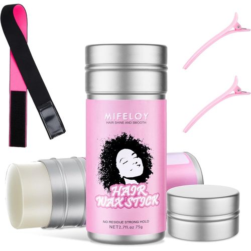 3 Pièces Dames Ensemble De Coiffure, 2.7 Fl.Oz, Pommade Pour Cheveux De Bébé À Modeler Frizz, Crème Capillaire Gel De Contrôle De Bord De Coiffure, Bande Élastique De Perruque, 2 Épingles À Cheveux 