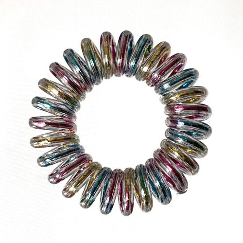 Lot De 10 Élastiques Cheveux En Spirale ¿ Élastiques Cheveux Spirale - Bandeaux Cheveux Anti-Fourches ¿ Idéal Pour Cheveux Fins ¿ Élastiques Cheveux Câble Téléphonique, Transparent, 3.5 Cm