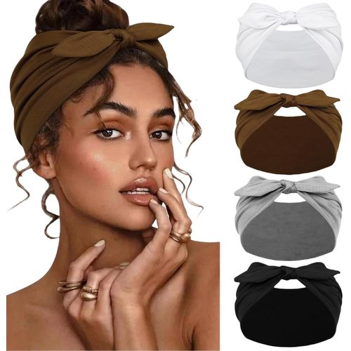 Lot De 4 Bandeaux À Noeuds Pour Femmes Et Filles, Large Bandeau Avec Design Antidérapant, Accessoires Capillaires Doux Et Élastiques Pour Le Sport, Le Yoga Et Le Quotidien
