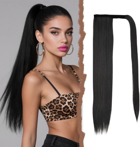 Extension Cheveux Naturel Noir Pur, Postiche Cheveux Naturel Chignon, Queue De Cheval Extension Droit, Rajout Cheveux Tresses 60cm, Ponytail Cheveux Humain Pour Femmes 