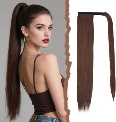 Extension Cheveux Naturel Noir Pur, Postiche Cheveux Naturel Chignon, Queue De Cheval Extension Droit, Rajout Cheveux Tresses 60cm, Ponytail Cheveux Humain Pour Femmes 