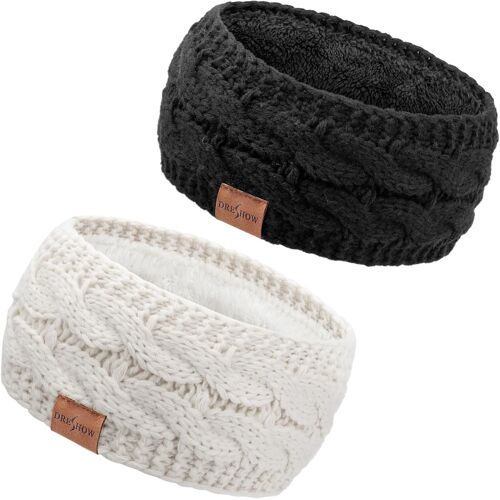 Femmes Chaud Tricoté Bandeau Hiver Oreille Plus Chaud Crochet Tête Enveloppe Épais Polaire Doublure Cheveux Bandes