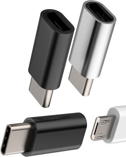 TRAHOO-Lot de 3 adaptateurs micro USB femelle vers USB C mâle pour iPad Type C Chargeur Android Câble convertisseur pour iPhone 16 15 Pro Max pour Apple Compatible avec Samsung S24 S23 S25 Tablet Thu