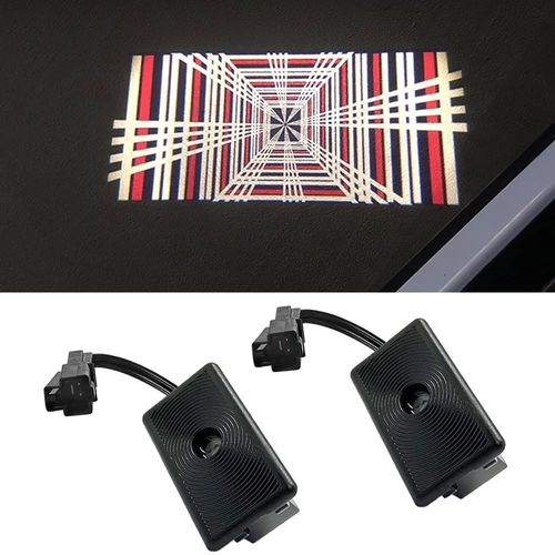 Lumières de porte pour Tesla modèle Y 2025,projecteur HD,lumières de flaque,modèle 3 Highland LED,Laser fantôme ombre,lumières de bienvenue - Type Plaid 6th Gen 2PCS #A