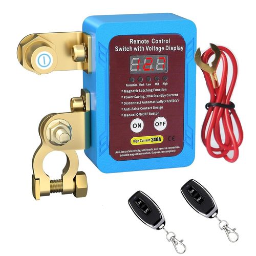 Disjoncteur De Batterie Télécommandé Sans Fil 12 V 240 A Pour Voiture Avec Indicateur De Tension Led, Interrupteur D'Arrêt Automatique Pour Voiture, Camping-Car, Atv, Camion, Bateau