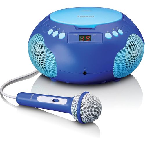 Scd-620 Lecteur Cd Pour Enfants - Radio Cd - Avec Microphone - Lecteur Karaoké - Mémoire De Titres - Récepteur Fm - 2 X 1 Watt Rms - Aux-In - Bleu