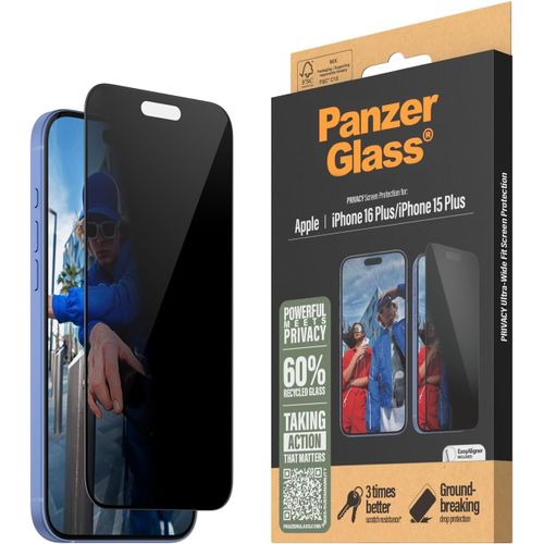 Protecteur D'écran De Confidentialité Pour Apple Iphone 16 Plus En Verre Trempé,Haute Résistance Aux Rayures,Résistance Aux Impacts,Revêtement Anti-Traces - Avec Aide Au Montage