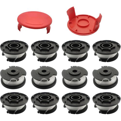 Lot de 14 bobines et capuchons de rechange pour débroussailleuse Einhell,1,6 mm x 4,9 m pour débroussailleuse Einhell GE-CT 18/28 Li et GE-CT 18/28 Li TC (12 bobines + 2 capuchons)