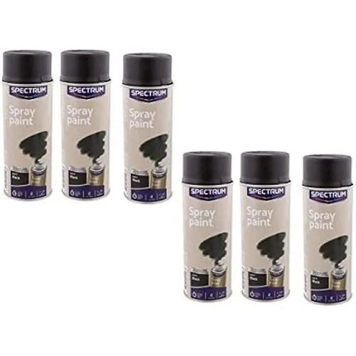 Peinture Spray Aérosol - Spectrum - Lot De 6 Bombes - Noir Mat - 400ml - Résistante Aux Chocs