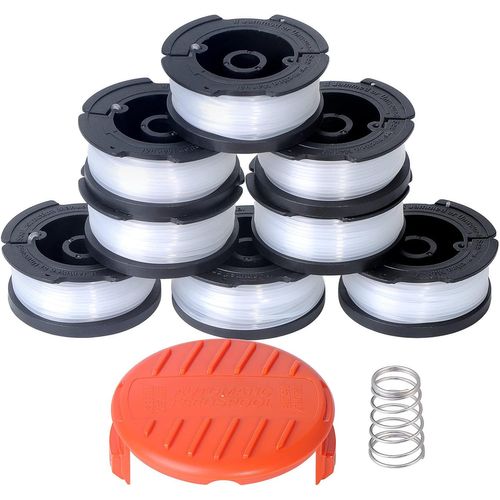 Lot de 8 bobines de rechange pour coupe-bordure Black and Decker AF-100 Compatible avec GH400 GH500 GH600 GH610 GH900 ST6600 ST7000 CST1000 CST1100 8 bobines + 1 capuchon + 1 ressort