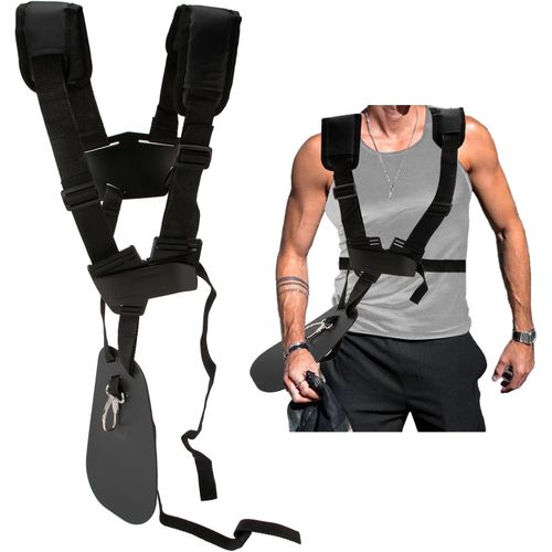 SUBZONAL-Harnais Double Épaule pour Débroussailleuse - Ceinture de Soutien Réglable en Nylon Durable, Harnais de Débroussailleuse, Tondeuse à bandoulière pour débroussailleuse ou Gardenning, Noir