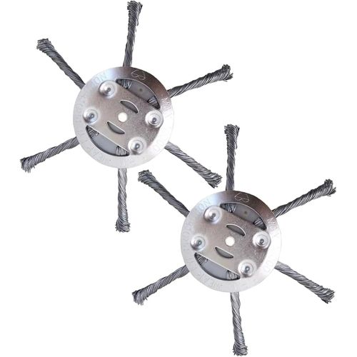 2 Pièces Tête de Débroussailleuse Uuniverselle,Brosse de désherbage,Tête de coupe-herbe pour tondeuse à gazon,Couteaux Tête de Fil de Désherbage-6 têtes
