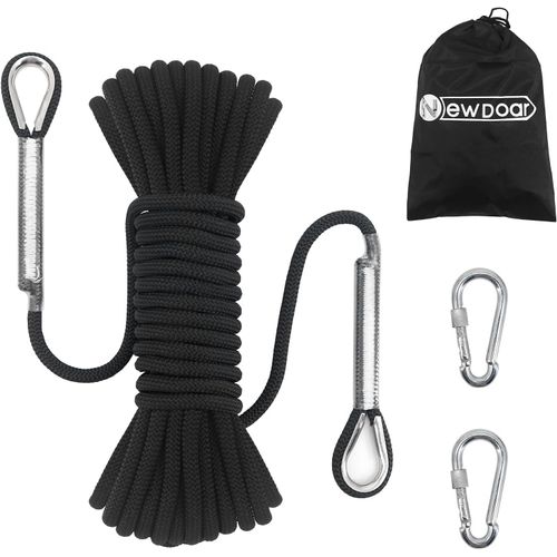 14kn Corde D'escalade Statique 8mm (5/16 Po) Cordon Accessoire Équipement 10m,20m,30m,50m Corde D'évacuation Avec 2 Mousquetons Pour Équipement D'escalade Sur Glace Sauvetage Incendie.[Q264]