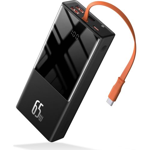 Batterie Externe 65 W Pour Ordinateur Portable,20 000 Mah,Usb C,Câble Usb-C Intégré,Batterie Externe Qc 3.0 Avec 4 Sorties Pour Lenovo,,Dell,Macbook Pro,Iphone,Samsung