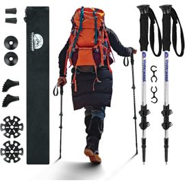 Bâton De Randonnée Pour Femme Et Homme,Bâton De Nordique 1/2 Pièce Pour Le Trekking,Bâton De Marche En Aluminium 60-135 Cm,Bâton De Marche Réglable Avec Absorption Anti-Choc.[Q130]