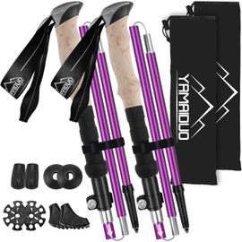 Bâtons De Randonnée En Aluminium 2 Pcs,Baton De Marche Nordique Pliable Télescopique Antichoc Antidérapant 105-125 Cm,Baton De Randonnée Avec 4 Paires De Tampons Caoutchouc Pour Trekking.[Q160]