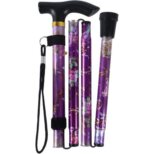 Bâtons De Marche Pliable Aluminium,Fleurs À Motifs Canne De Randonnée Réglable,Léger Voyage Baton Poignée Ergonomique Antidérapante Pour Femmes Hommes.[Q165]