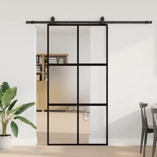 vidaXL Porte coulissante avec kit de quincaillerie noir 102,5x205 cm