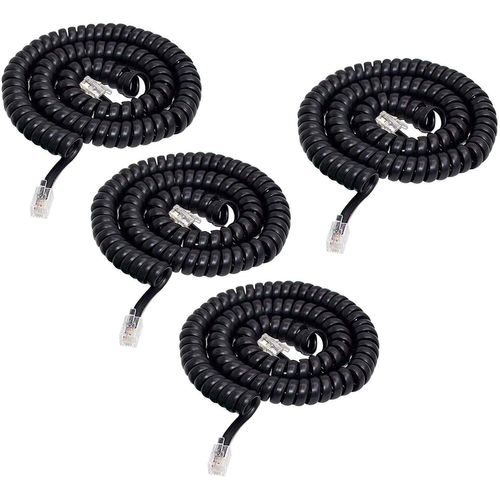 Câble Telephonique,Rj9 4P4C 2,5 Mètres Câbles Pour Téléphones Fixes,Câble Pour Combiné De Téléphone (Noir,Lot De 4)