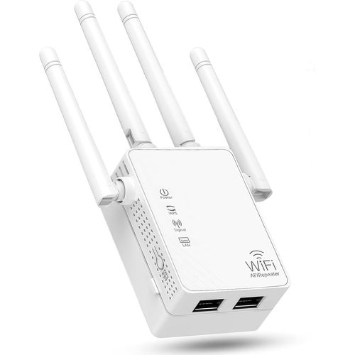4-Antenna WiFi Extender Signal Booster,WiFi Extender with 1200Mbps Dual-Band 2.4G&5G,WIFI Booster with 3 Modes and 2 Ethernet Ports,Wi-Fi Repeater with 12880 Sq.ft Coverage 105 Devices
