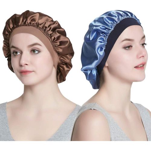 Femmes Capuchon De Couchage Elegant Bonnet En Satin Soyeux À Double Couche.[Q154]