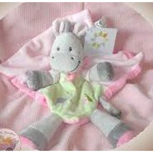 Doudou Plat Zebre Ane Cheval Rose Nicotoy