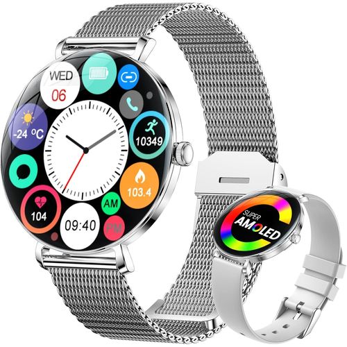 Montre Connectée Fines Femme avec Appel Bluetooth, 1.43"" AMOLED Smartwatch pour Android iOS, IP68 Étanche, 180+ Cadrans, 100+ Sportifs, 24H Fréquence Cardiaque/Sommeil, Podometre, Or Rose