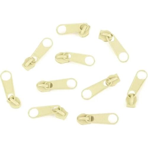10x Curseur N°3 Non Verrouillable Pour Fermeture Éclair À Glissière Spirale Zipper Tirette Métal Idéal Jupe Vêtement, Jaune Clair