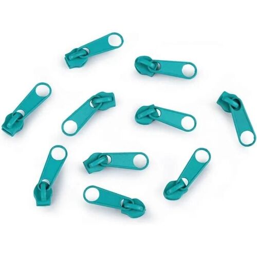 10x Curseur N°3 Non Verrouillable Pour Fermeture Éclair À Glissière Spirale Zipper Tirette Métal Idéal Jupe Vêtement Bleu Turquoise