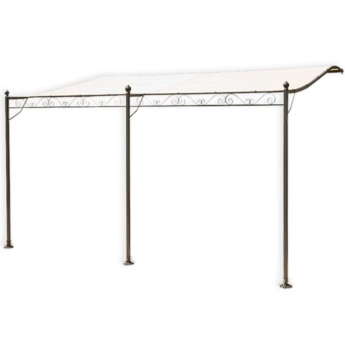 Tonnelle Adossée En Fer Forgé - Toile Beige, Polyester 160 G/M² - 4 X 3 M