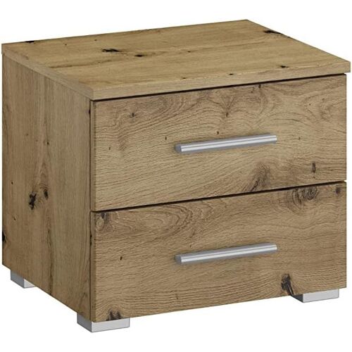 Möbel Base Table De Chevet, En Chêne Artisan, À 2 Tiroirs, L X H X P : 40 X 36 X 40 Cm