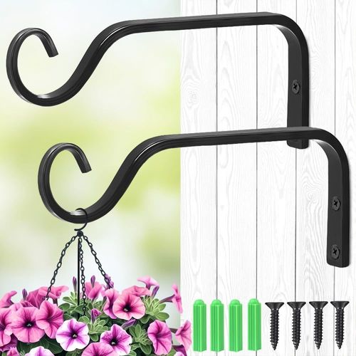Teppe-Lot De 2 Crochets Muraux Pour Suspension De Fleurs - 18,5 Cm - En Fer - Noir - Pour Plantes, Mangeoires À Oiseaux, Lanternes, Carillons Éoliens Et Appliques Murales
