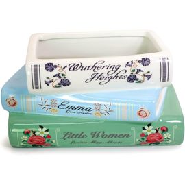 Asfasfq-Petite Jardinière Décorative Forme Livre, Céramique Pour Décoration Maison, Jolie Bibliothèque, Pour Amateurs Livres Uniques, Pile Livres Classiques
