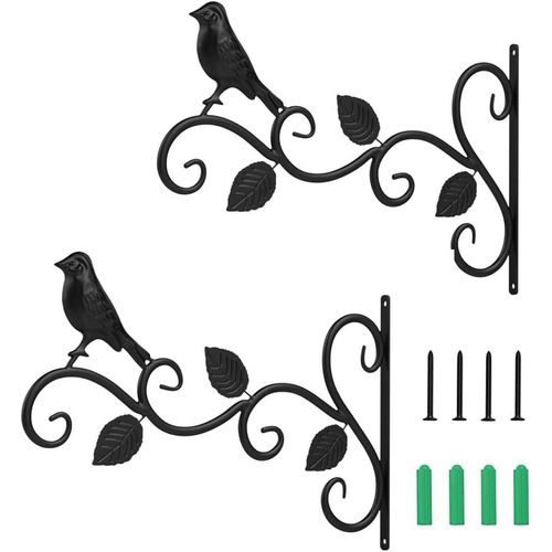 Teppe-Supports De Panier À Suspendre Pour Extérieur, Crochets Décoratifs En Métal Pour Plantes Suspendues, Mangeoires À Oiseaux, Lanternes, 20 * 30cm(Noir)