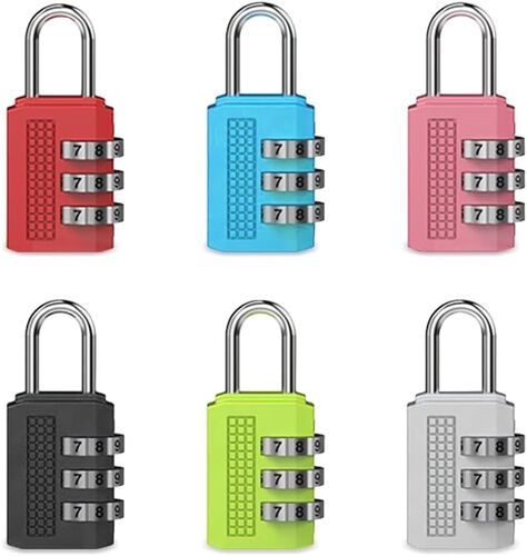 Serrure à Combinaison, 6 Pcs Cadenas à Combinaison Serrure Combinée 3-Chiffres Numero Cadenas Code Cadenas à Code Résistant à l'Eau la Rouille pour Valise, Porte Extérieure, Casier