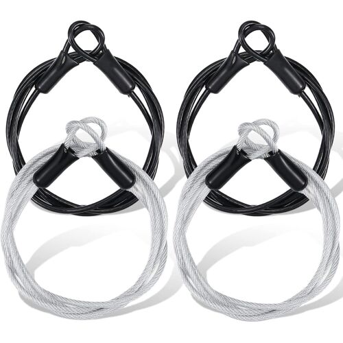 4 Pcs Long Câble de Verrouillage de Sécurité Voyage Serrure de Bagage de Câble de Boucle de Sécurité Enduit Acier Tressé en Plein Air Serrure Légère à Double Boucle, 3 mm, 40 Pouces de Long