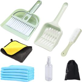 Patb-Nettoyage Pour Cage Petits Animaux Ensemble De Mini Pelle À Poussière Balai Pour Cochon D'inde Lapin Brosse De Nettoyage Pelle À Poussière Chiffon Microfibre Nettoyant Pour Cage