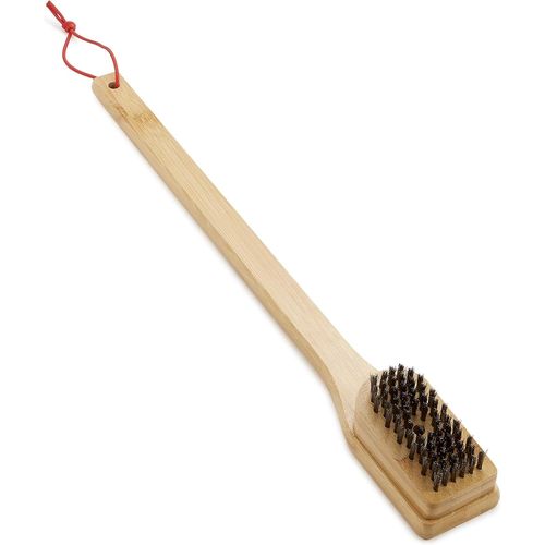 ASFASFq-Brosse de Barbecue en Bambou - Grand, 46cm, avec Une Longue poignée, Poils en Acier Inoxydable, pour Un Nettoyage Efficace de Tous Les Grils, en matériau Durable - Marron (6275)