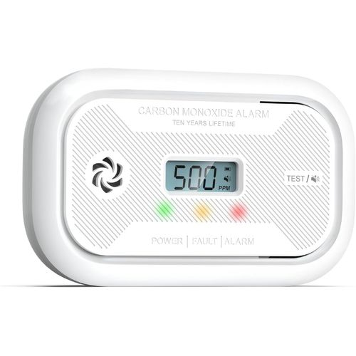 PATB-Détecteur de monoxyde de Carbone 10 Ans avec écran LCD, Détecteur de CO avec Pile 10 Ans, Détecteur d'alerte de CO Portable avec mémoire des Pics pour RV/Bateau/Chambre,EN50291, 1pc