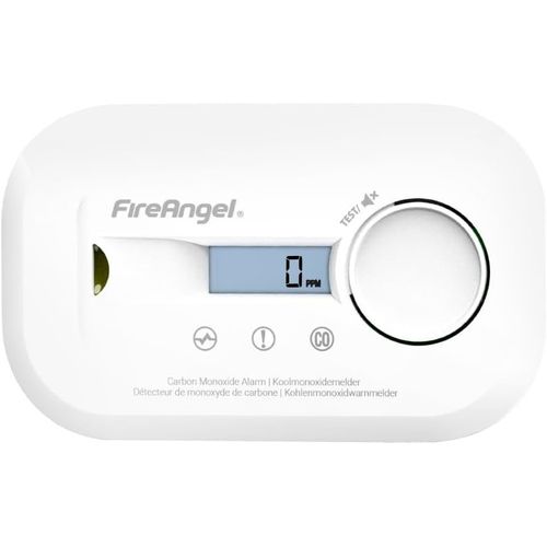 PATB-FireAngel FA6812 Détecteur de Monoxyde de Carbone Numérique à Écran LCD avec Durée de Vie de 10 Ans, Portable, pour Maison, Voyages, Caravanes
