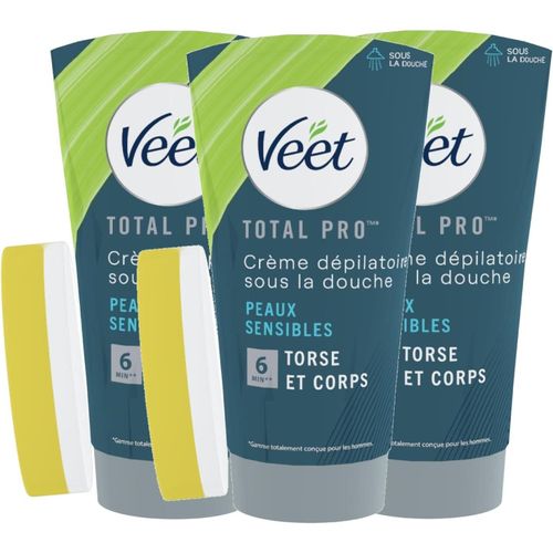 Veet Men Lot De 3 Crèmes Dépilatoire Homme Sous La Douche - Peaux Sensibles ¿ 150ml 