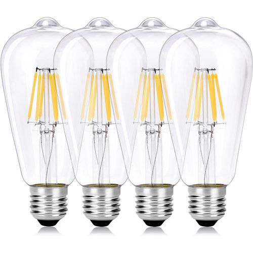6w St64 Ampoule Led, E27 Vintage Edison Lampe À Filament Led, Remplace 60w Incandescente, 6000k Blanc Froid, 600 Lm, Non Dimmable, Idéal Pour La Nostalgie Et L'éclairage Rétro - Lot De 4